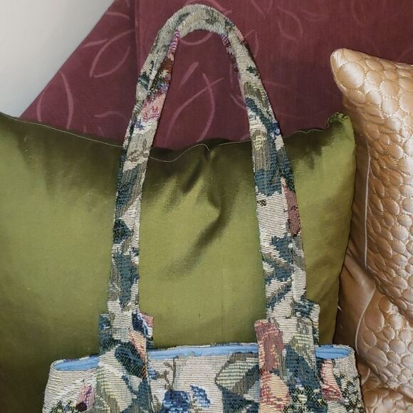 VNTG 80's Floral Canvas Shoulder Bag - Picture 3 of 9
